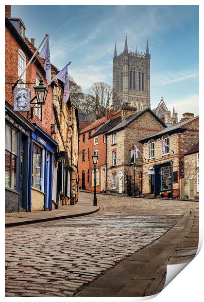 Lincoln Cathedral from Steep Hill Print by Tim Hill