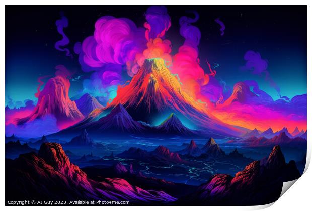 Fantasy Volcano Print by Craig Doogan Digital Art
