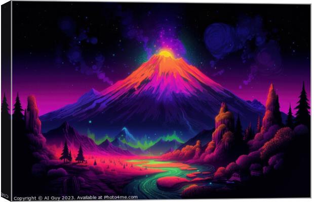 Volcano Fantasy Landscape Canvas Print by Craig Doogan Digital Art