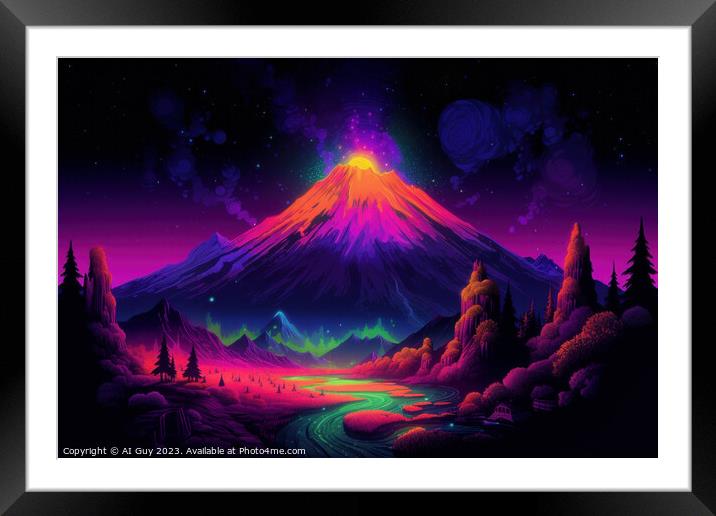 Volcano Fantasy Landscape Framed Mounted Print by Craig Doogan Digital Art