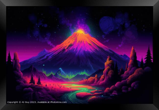 Volcano Fantasy Landscape Framed Print by Craig Doogan Digital Art