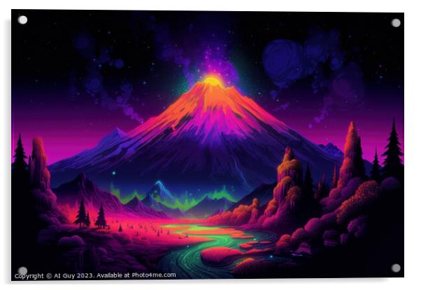 Volcano Fantasy Landscape Acrylic by Craig Doogan Digital Art