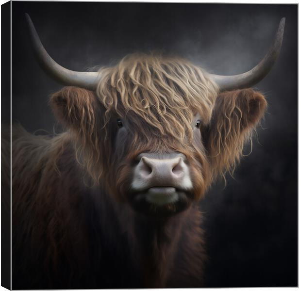 Highland Cow Portrait 1 Canvas Print by Picture Wizard
