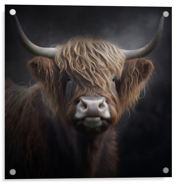 Highland Cow Portrait 1 Acrylic by Picture Wizard