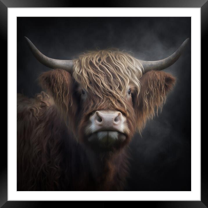 Highland Cow Portrait 2 Framed Mounted Print by Picture Wizard