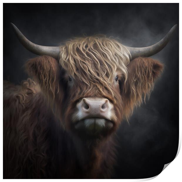 Highland Cow Portrait 2 Print by Picture Wizard