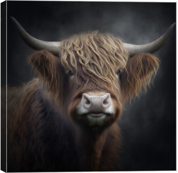 Highland Cow Portrait 3 Canvas Print by Picture Wizard