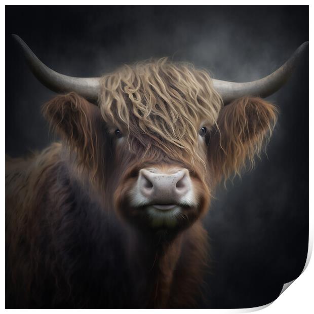 Highland Cow Portrait 3 Print by Picture Wizard