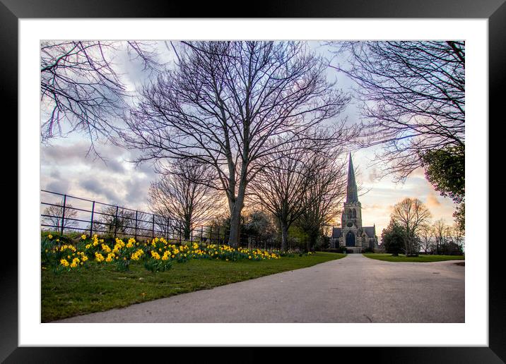 Wentworth Church Daffodils Framed Mounted Print by Apollo Aerial Photography