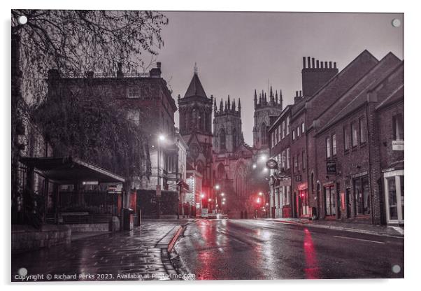 Rainy nights in York city centre Acrylic by Richard Perks