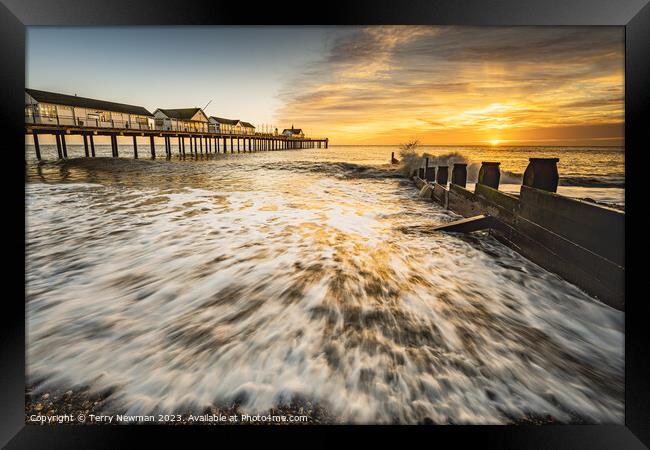 Radiant Sunrise Tide Framed Print by Terry Newman