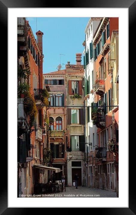 Charming Venice Alleyway Framed Mounted Print by Les Schofield