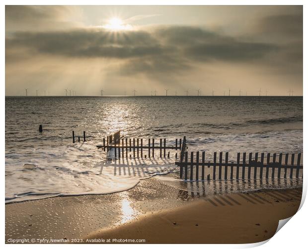 Golden Sunrise at Caister Print by Terry Newman