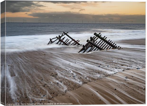 Majestic Dusk at Caister-on-Sea Canvas Print by Terry Newman