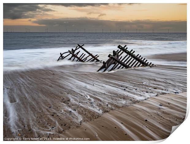 Majestic Dusk at Caister-on-Sea Print by Terry Newman