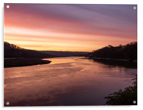 Bideford riverside sunrise Acrylic by Tony Twyman