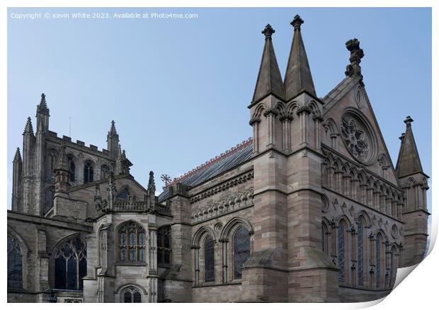 Grand architecture of Hereford Cathedral Print by Kevin White
