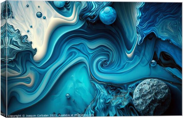 Beautiful artistic abstract creation of soothing blue wavy tones Canvas Print by Joaquin Corbalan