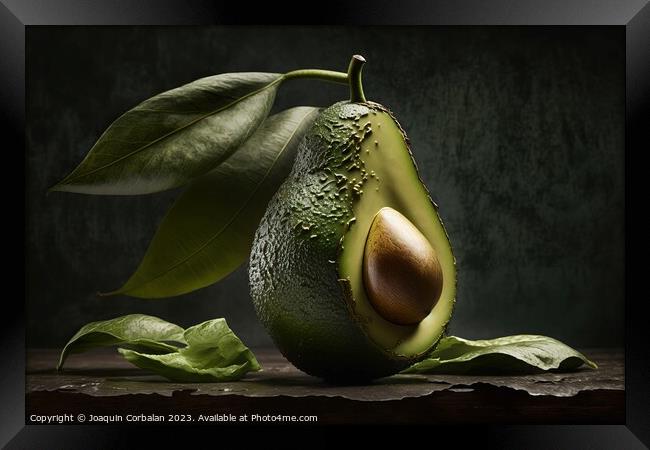 Delicious avocado with nutritional properties. AI generated. Framed Print by Joaquin Corbalan