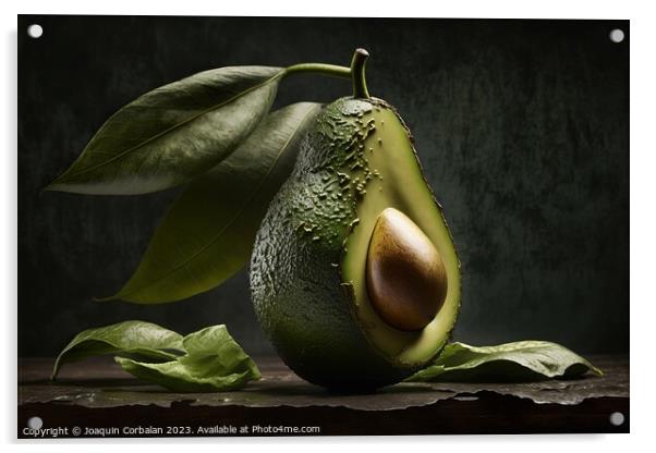 Delicious avocado with nutritional properties. AI generated. Acrylic by Joaquin Corbalan