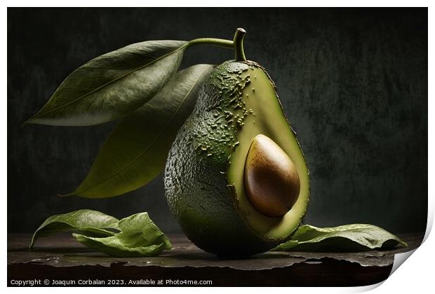 Delicious avocado with nutritional properties. AI generated. Print by Joaquin Corbalan