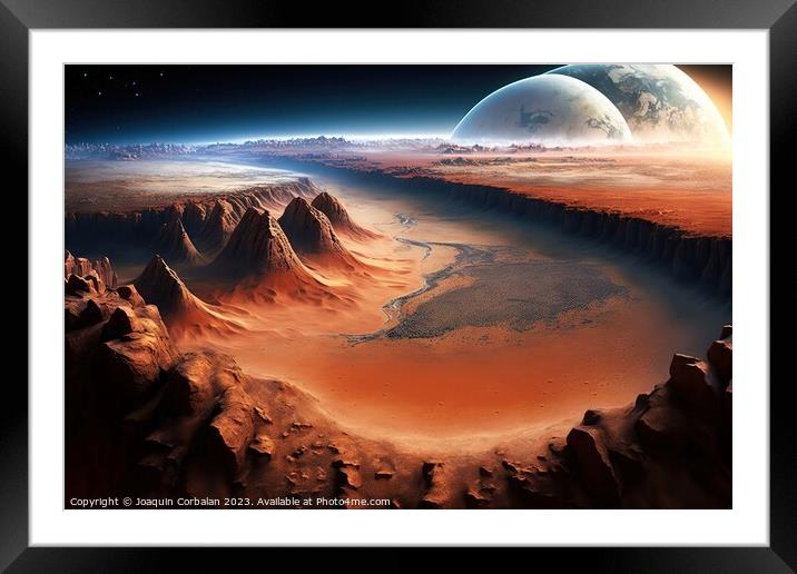 New worlds to discover, distant planets habitable for humans. AI Framed Mounted Print by Joaquin Corbalan