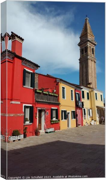 Colourful Paradise of Burano Canvas Print by Les Schofield