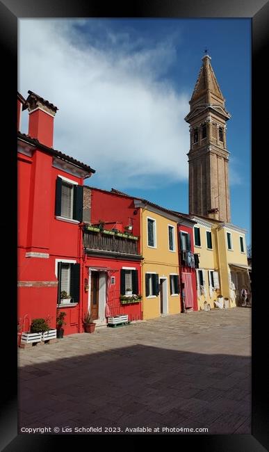 Colourful Paradise of Burano Framed Print by Les Schofield