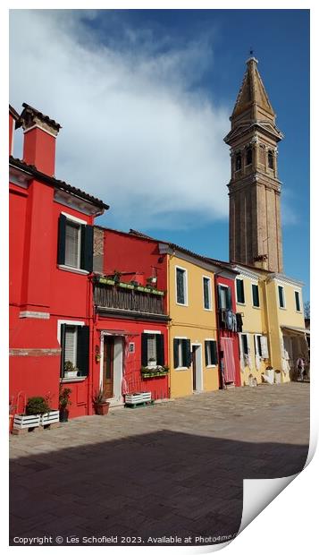 Colourful Paradise of Burano Print by Les Schofield