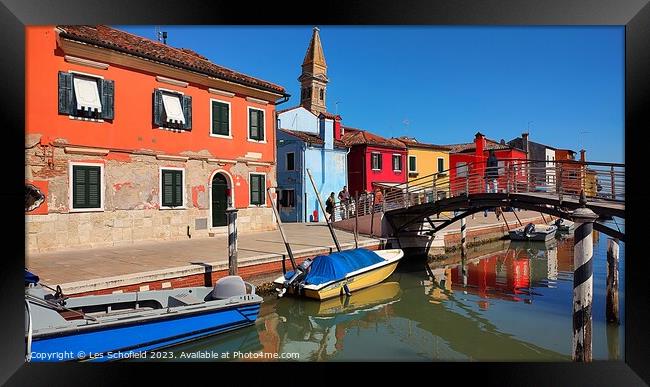 The Vibrant Rustic Charm of Burano Island Framed Print by Les Schofield