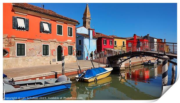 The Vibrant Rustic Charm of Burano Island Print by Les Schofield