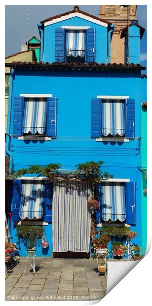 Enchanting Blue House in Burano Print by Les Schofield