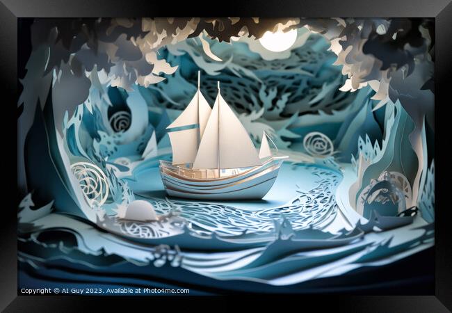Ship at Sea Framed Print by Craig Doogan Digital Art
