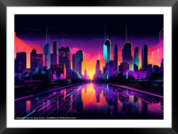 Colourful Cityscape Framed Mounted Print by Craig Doogan Digital Art