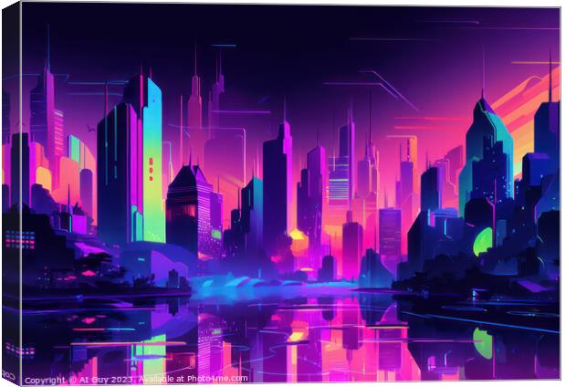 Neon Cityscape Canvas Print by Craig Doogan Digital Art