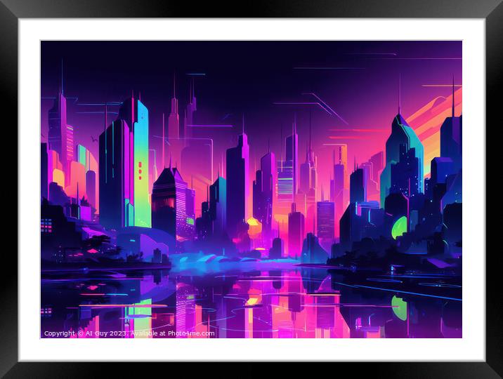 Neon Cityscape Framed Mounted Print by Craig Doogan Digital Art