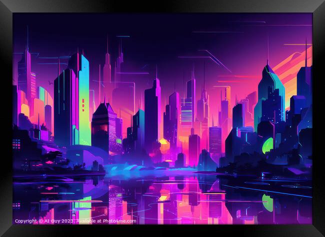 Neon Cityscape Framed Print by Craig Doogan Digital Art
