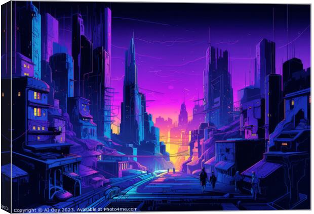 Neon Cityscape Canvas Print by Craig Doogan Digital Art