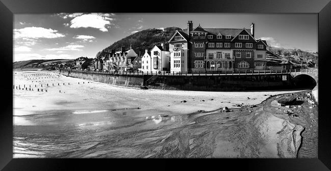 Sandsend Seafront Black and White Framed Print by Tim Hill