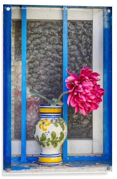 Mediterranean Flower Acrylic by Alison Chambers