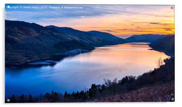 Sunset on Loch Earn Acrylic by Navin Mistry