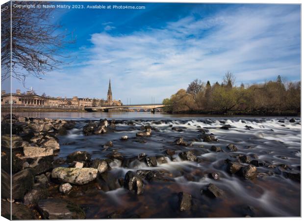 Rapids of the River Tay, seen from Moncreiffe Isla Canvas Print by Navin Mistry