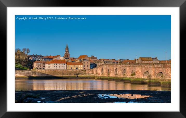 A view of Berwick-upon-Tweed and Berwick Bridge  Framed Mounted Print by Navin Mistry