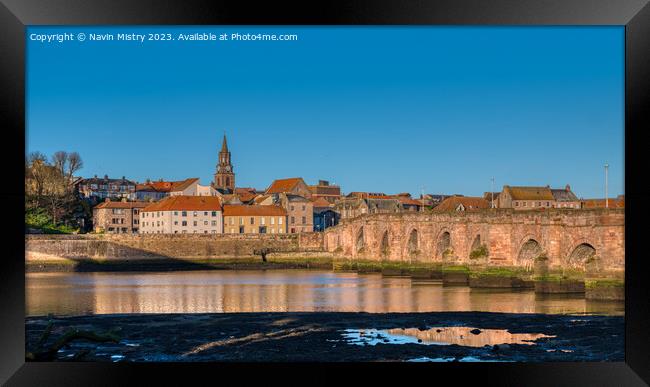 A view of Berwick-upon-Tweed and Berwick Bridge  Framed Print by Navin Mistry