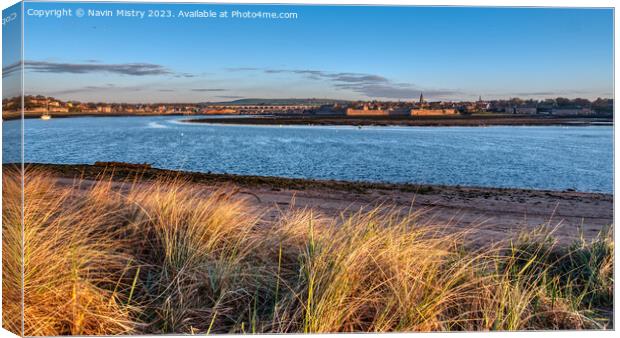 A view of the River Tweed, and Berwick-Upon-Tweed Canvas Print by Navin Mistry