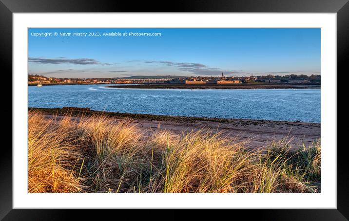 A view of the River Tweed, and Berwick-Upon-Tweed Framed Mounted Print by Navin Mistry
