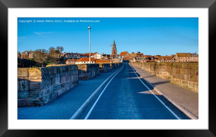 A view of Berwick-upon-Tweed and Berwick Bridge   Framed Mounted Print by Navin Mistry