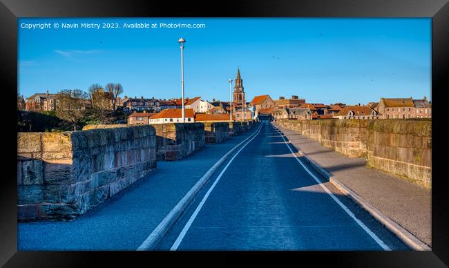 A view of Berwick-upon-Tweed and Berwick Bridge   Framed Print by Navin Mistry