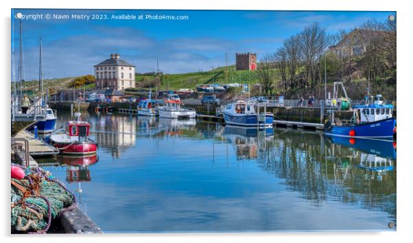 A view of Eyemouth Harbour  Acrylic by Navin Mistry