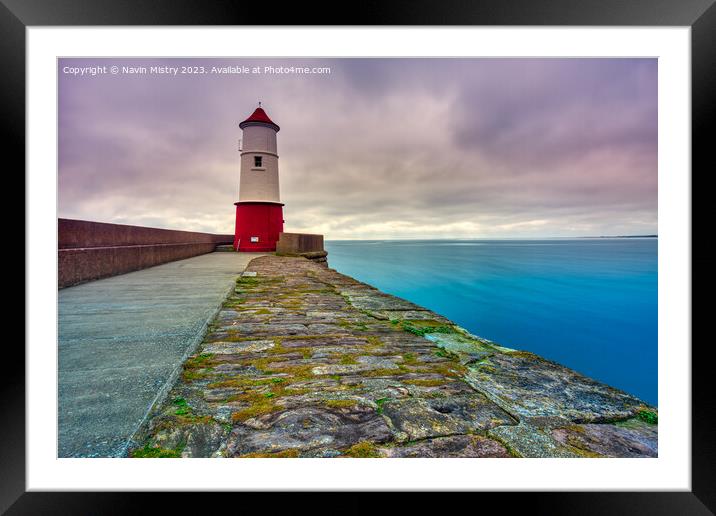 The Breakwater Lighthhouse Berwick-Upon-Tweed  Framed Mounted Print by Navin Mistry